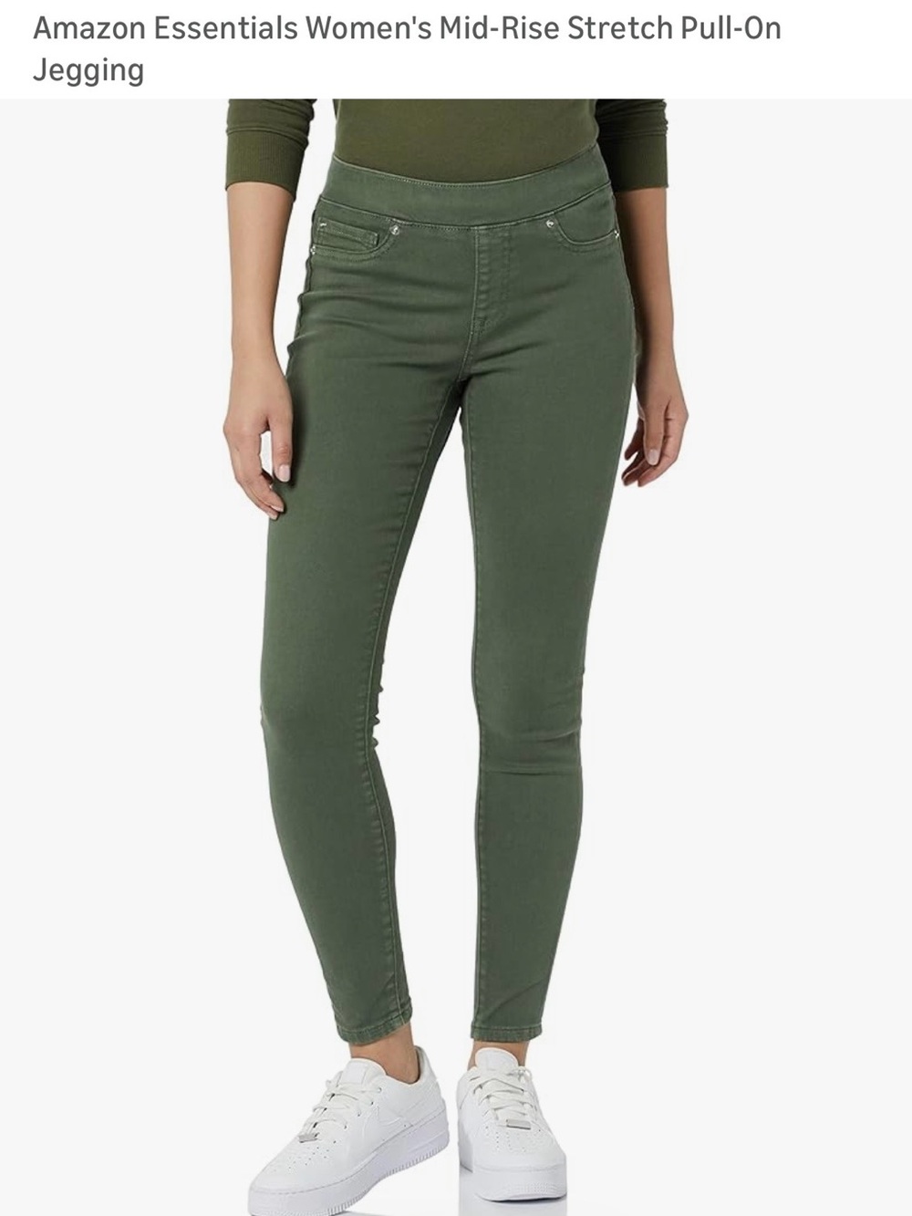 Amazon Essentials Olive Green Mid-Rise Pull-On Jeggings